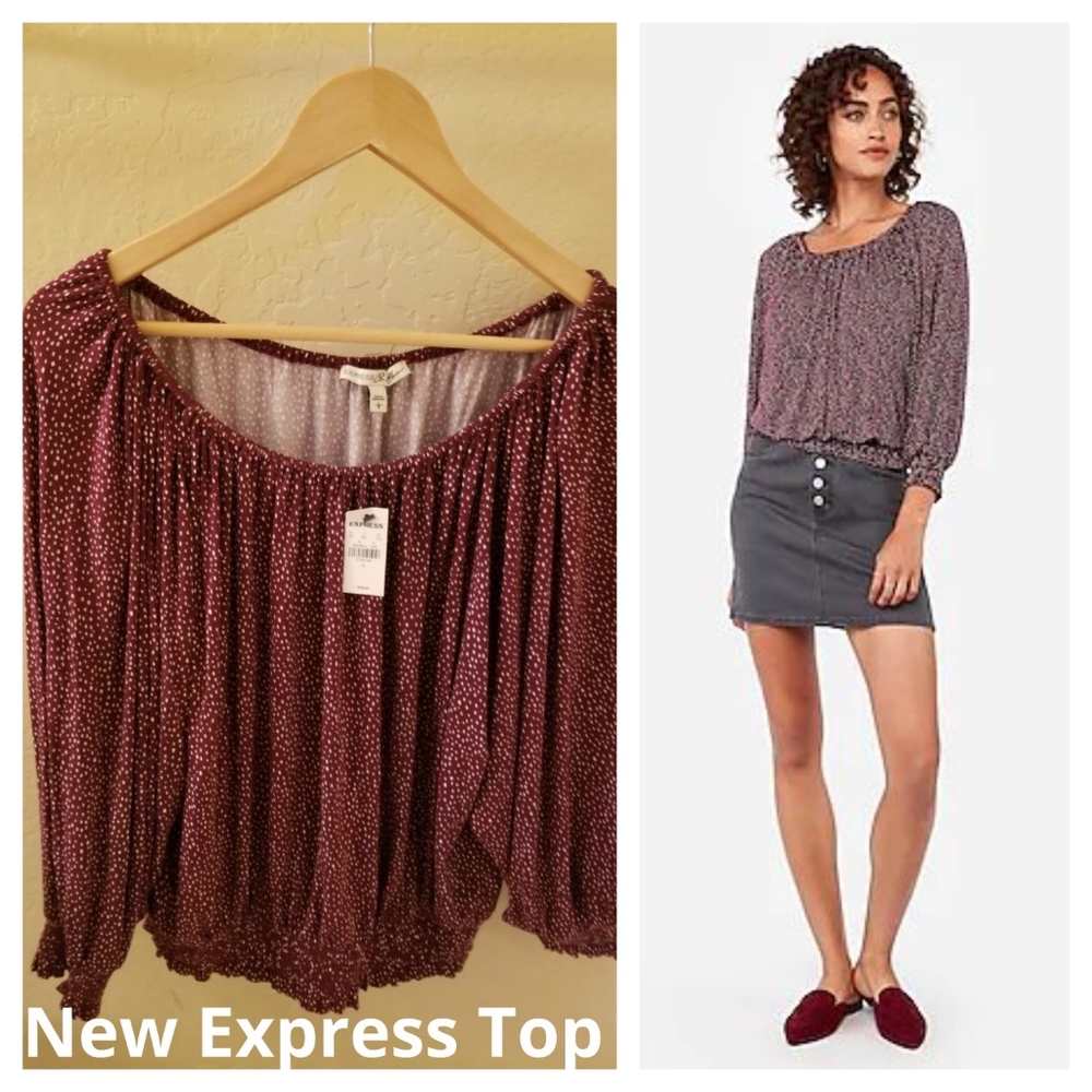 Express L NEW NWT Burgandy Balloon Sleeve Top